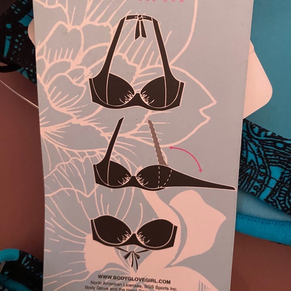 Body Glove bikini lace print black and turquoise NEW - Picture 4 of 14
